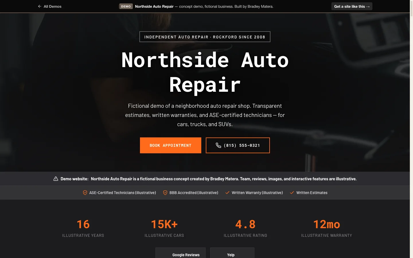 Modern website built by Bradley Matera
