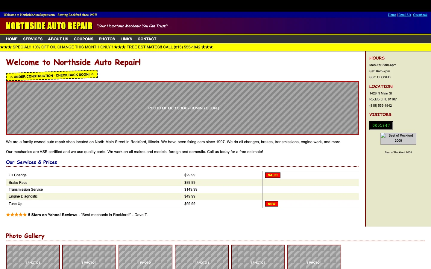 Outdated 2010-era website