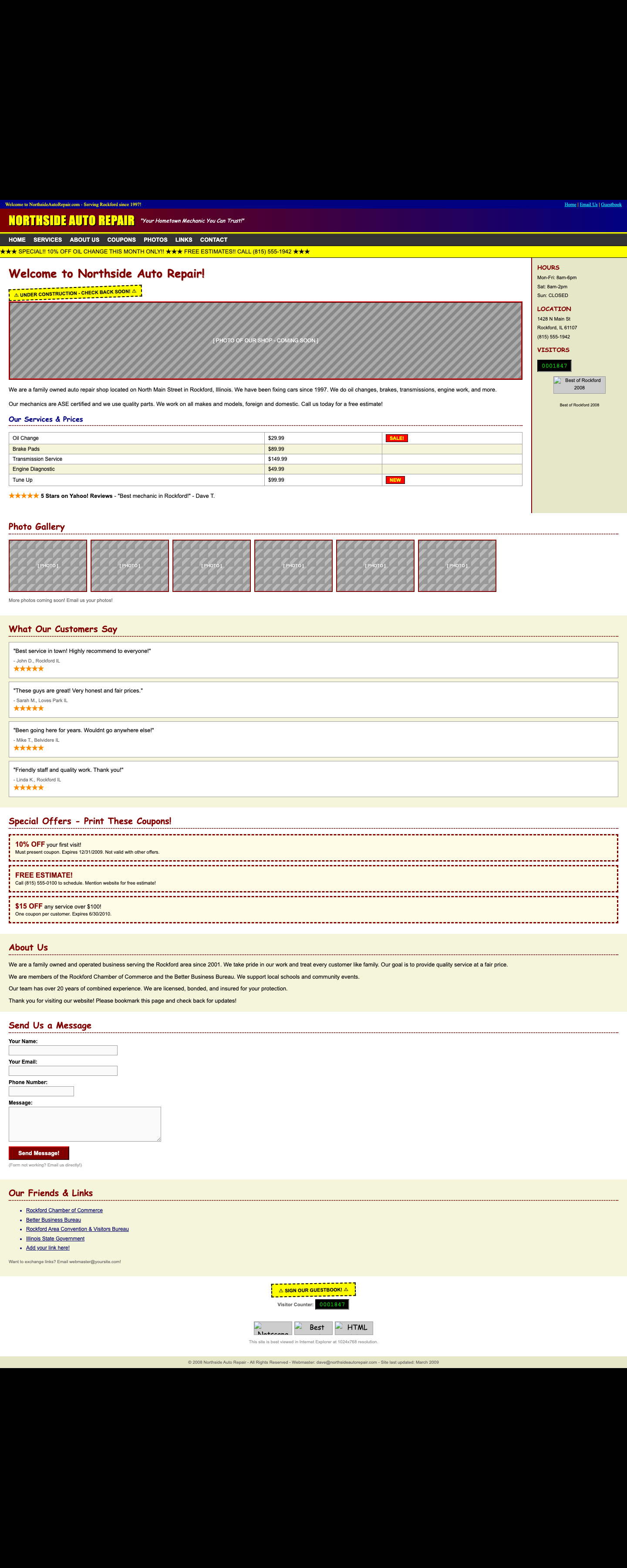 Outdated 2010-era website